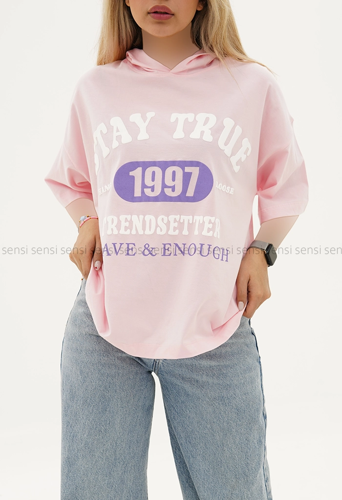 تیشرت باکسی کلاه دارکد1005439